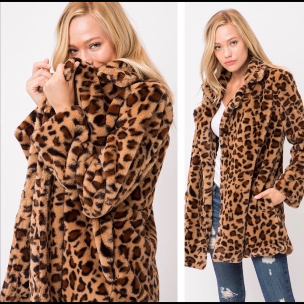 🔥Clearance🔥Leopard Faux Fur Coat Medium - Picture 3 of 6